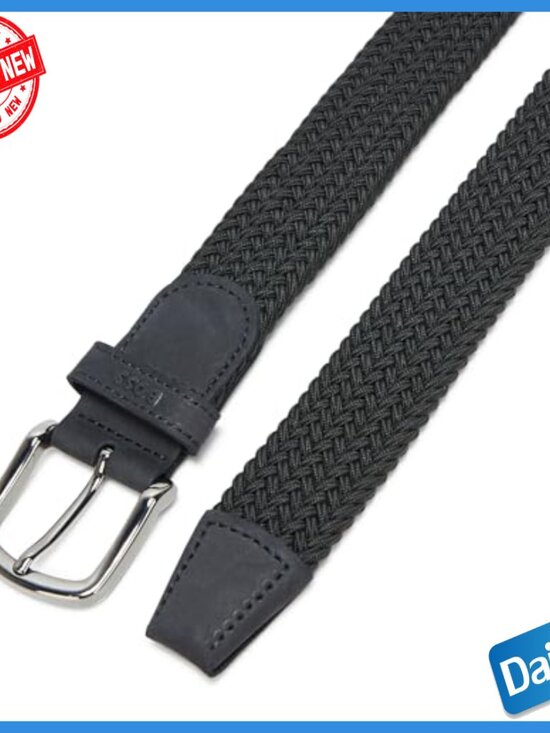 Men Men\'s Stretch Leather Belt Size 38 Woven Sash Design